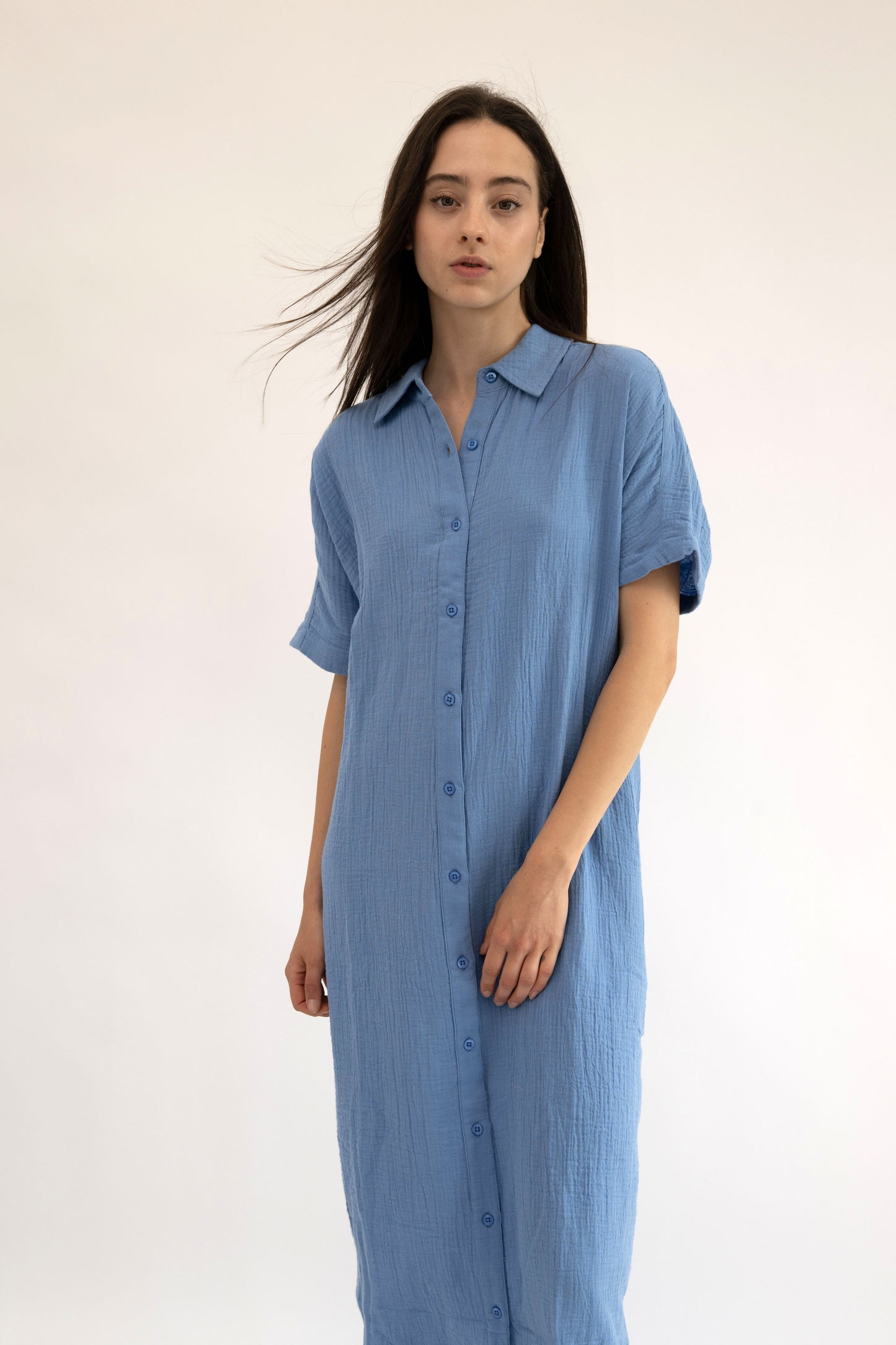 CAPRI - BLUE button down midi