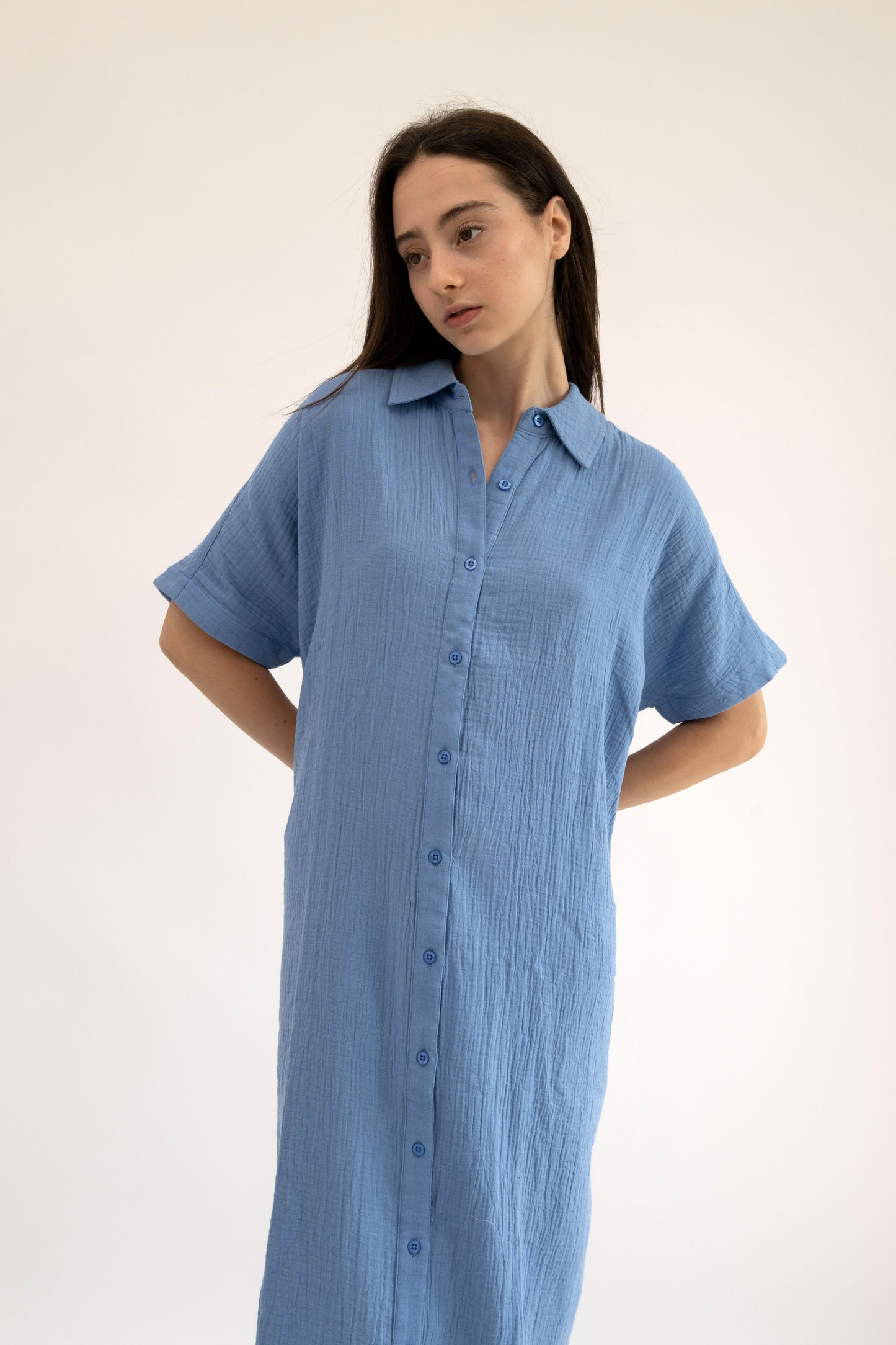 CAPRI - BLUE button down midi