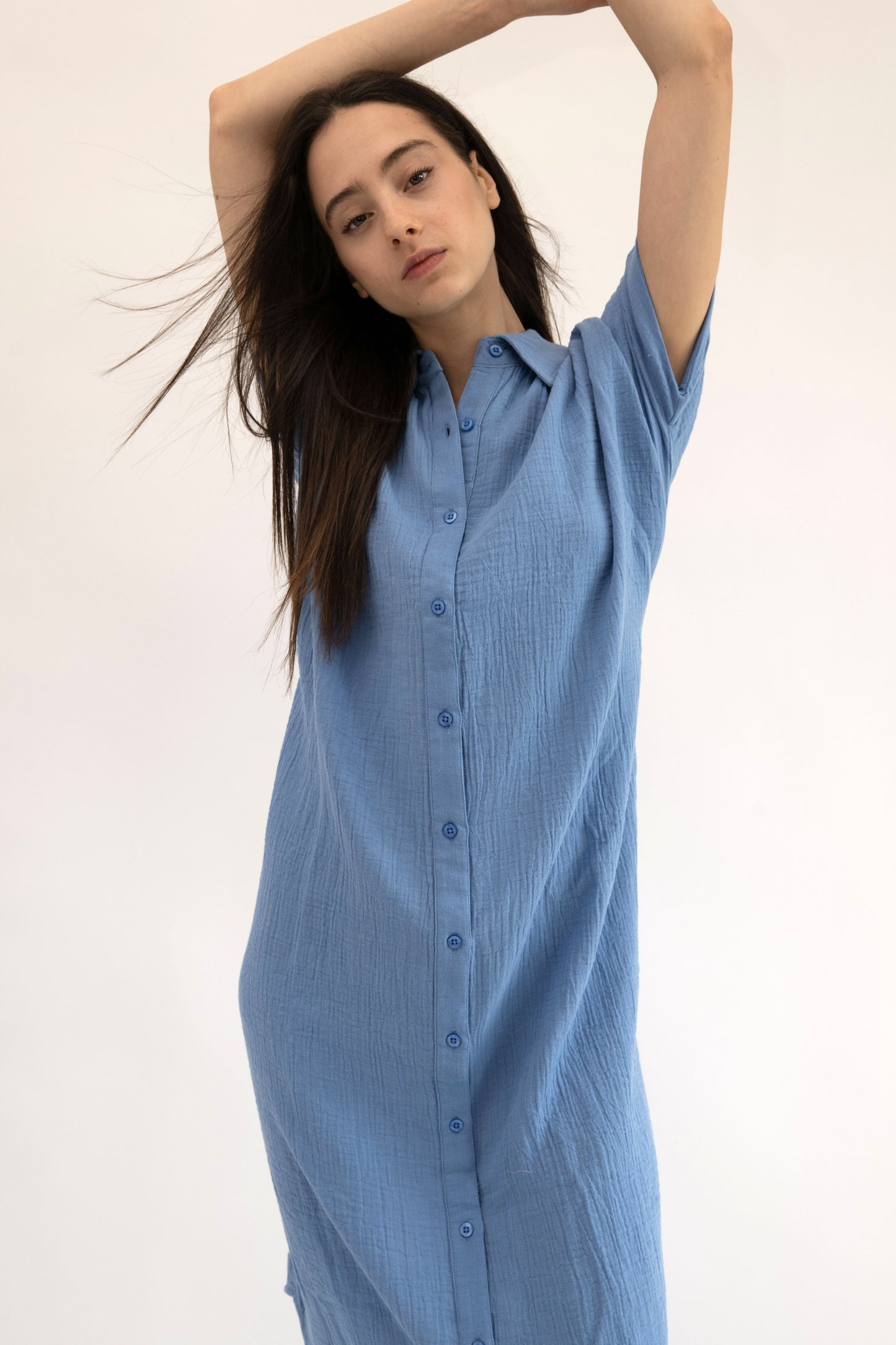CAPRI - BLUE button down midi