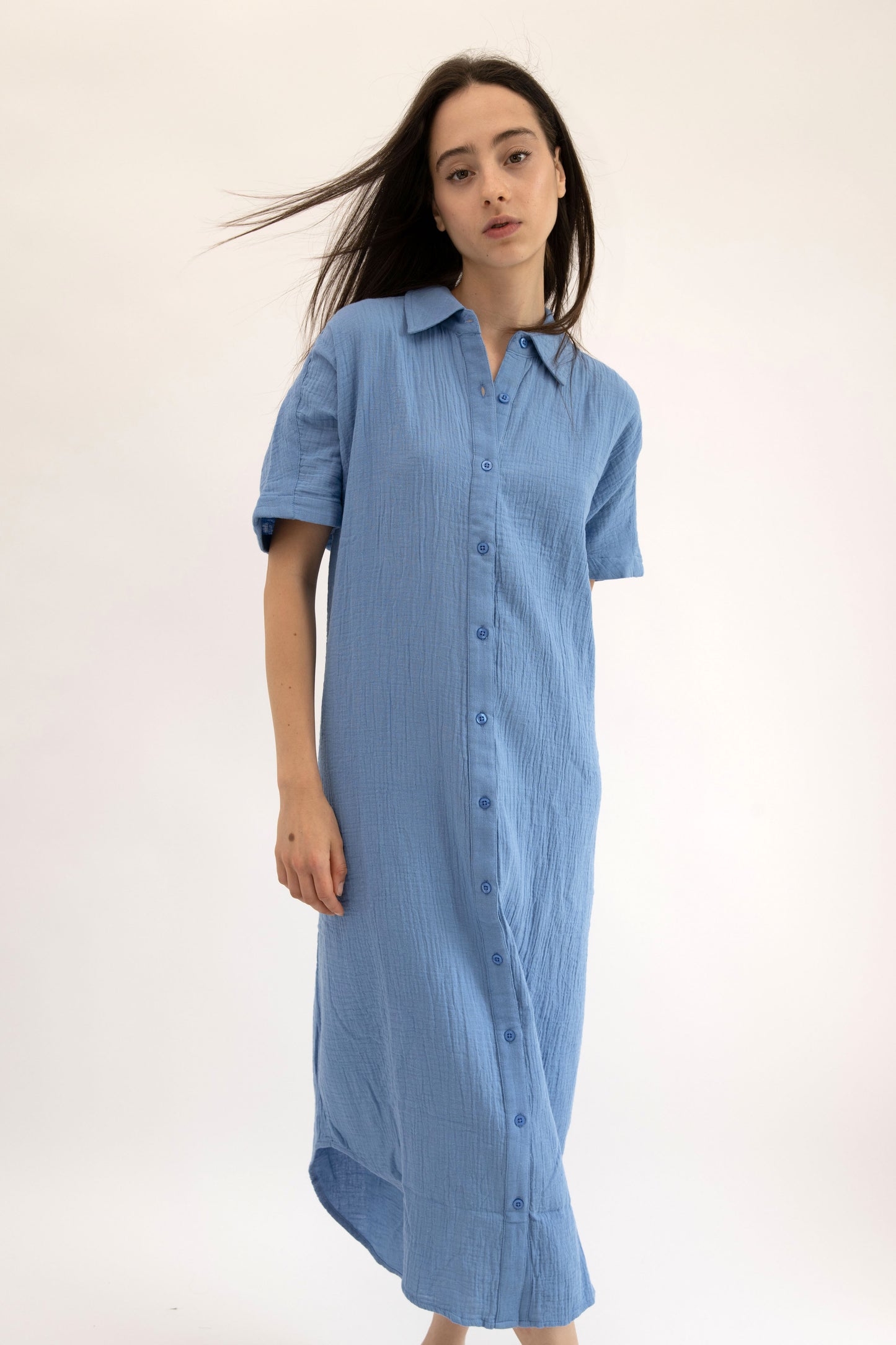 CAPRI - BLUE button down midi
