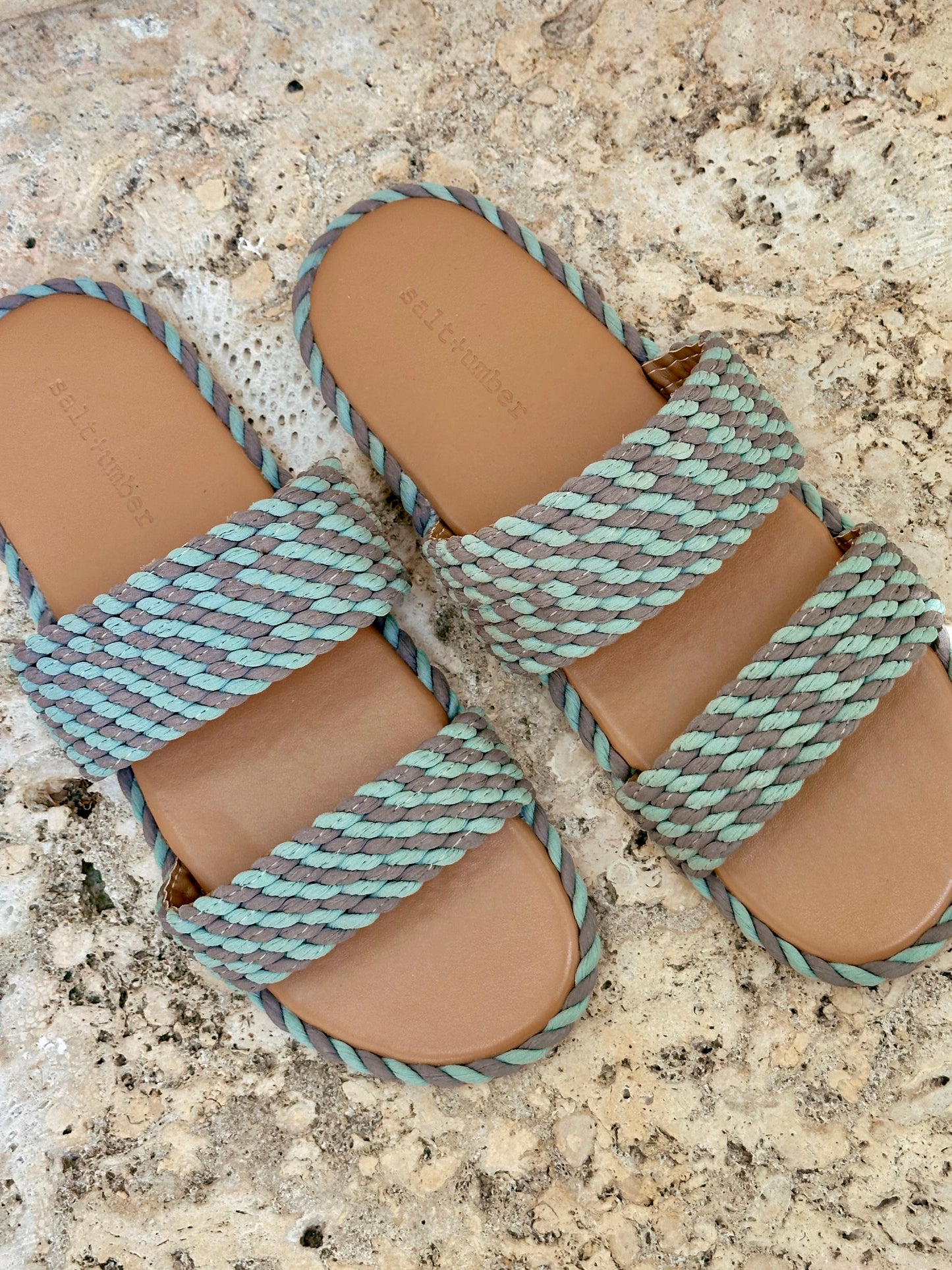 Savoy Double Strap Rope Slides in Dusk Blue