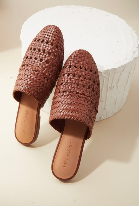Lily Leather Mules in Tan