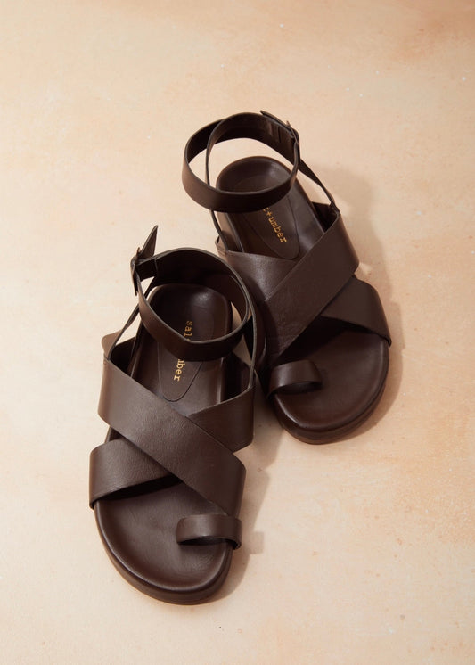 Camilla Ankle Strap Sandal in Brown