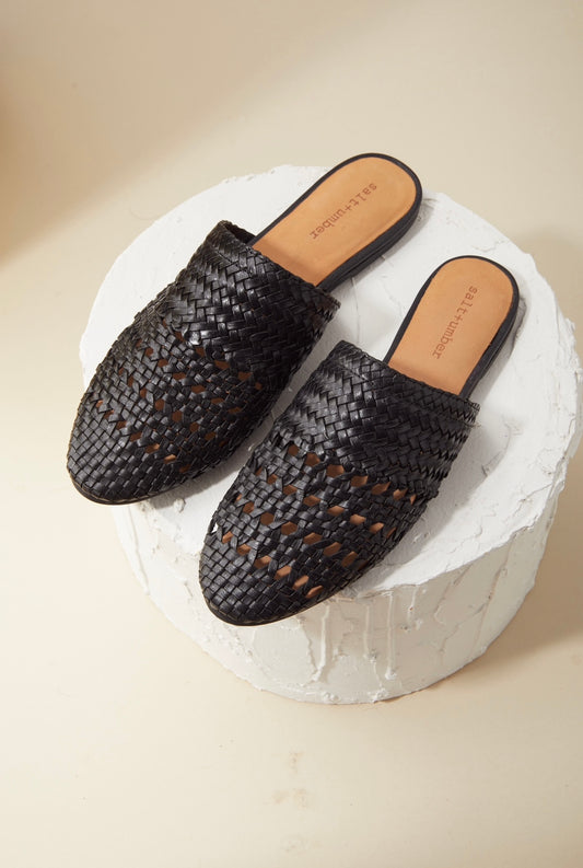 Lily Leather Mules in Black