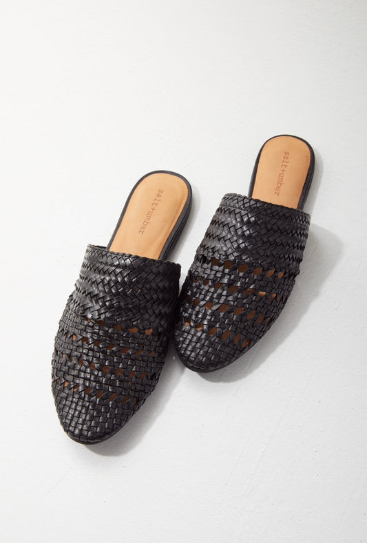 Lily Leather Mules in Black