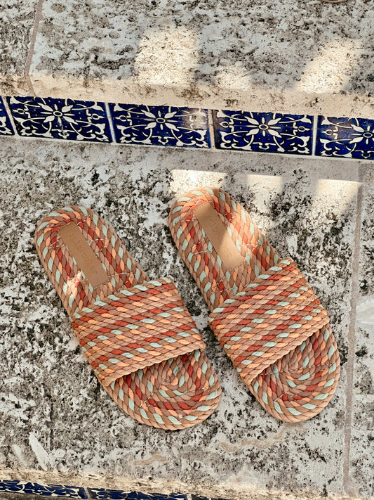 Sunny Vegan Rope Slides in Vintage Multi