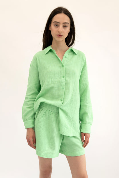 MAUI - LIME LONG SLEEVE BUTTON DOWN TOP