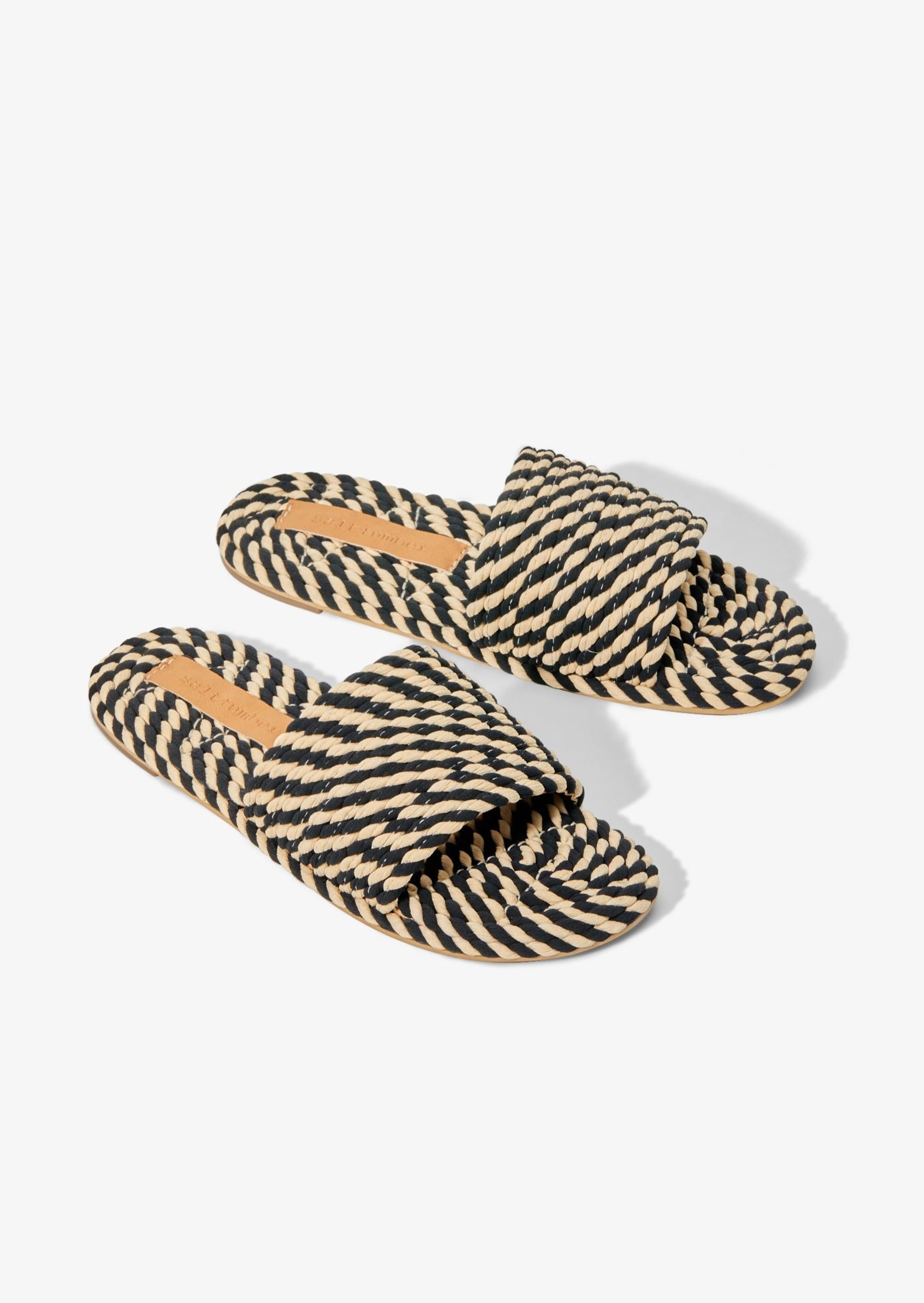 SUNNY - BLACK/WHITE VEGAN ROPE SANDALS – salt + umber