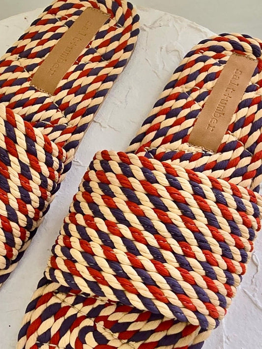 Sunny Vegan Rope Slides in Nantucket Blue