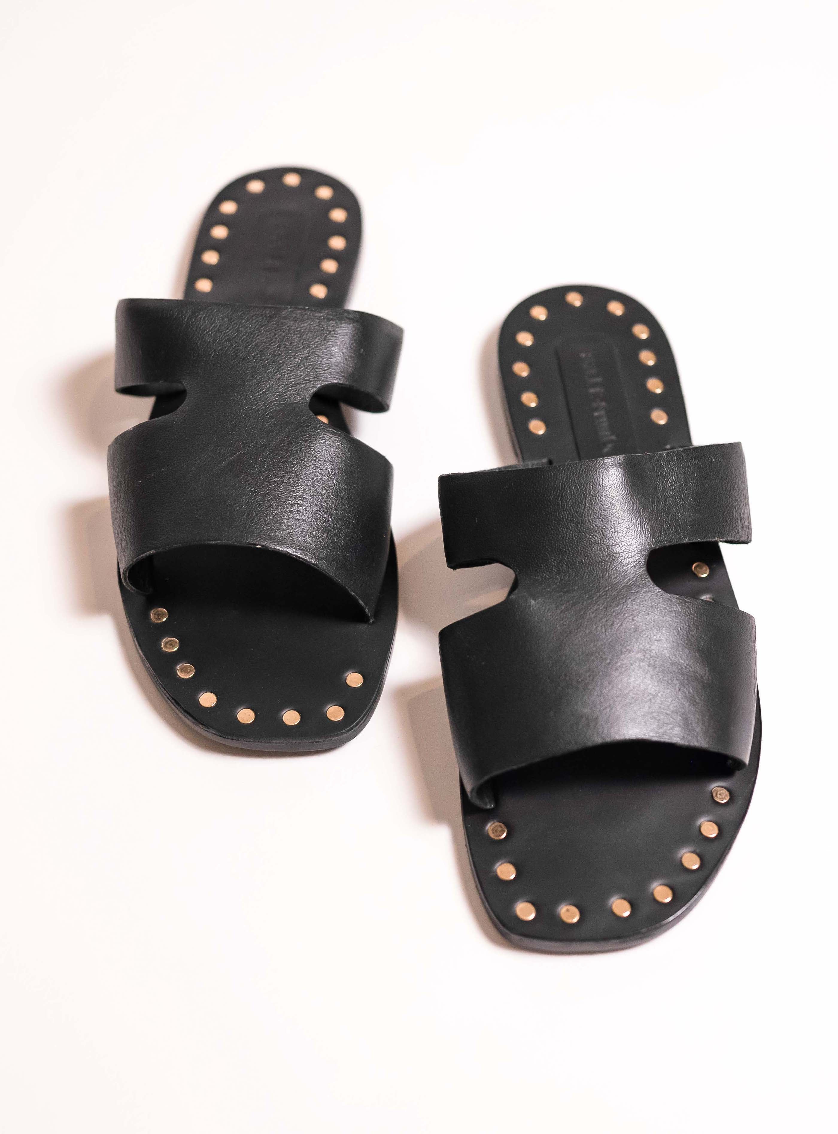 LALA - BLACK UPCYCLED LEATHER SANDALS – salt + umber