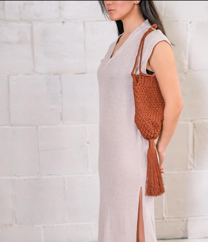 LAUREN SILK WOVEN TASSLE BAG *FINAL SALE*