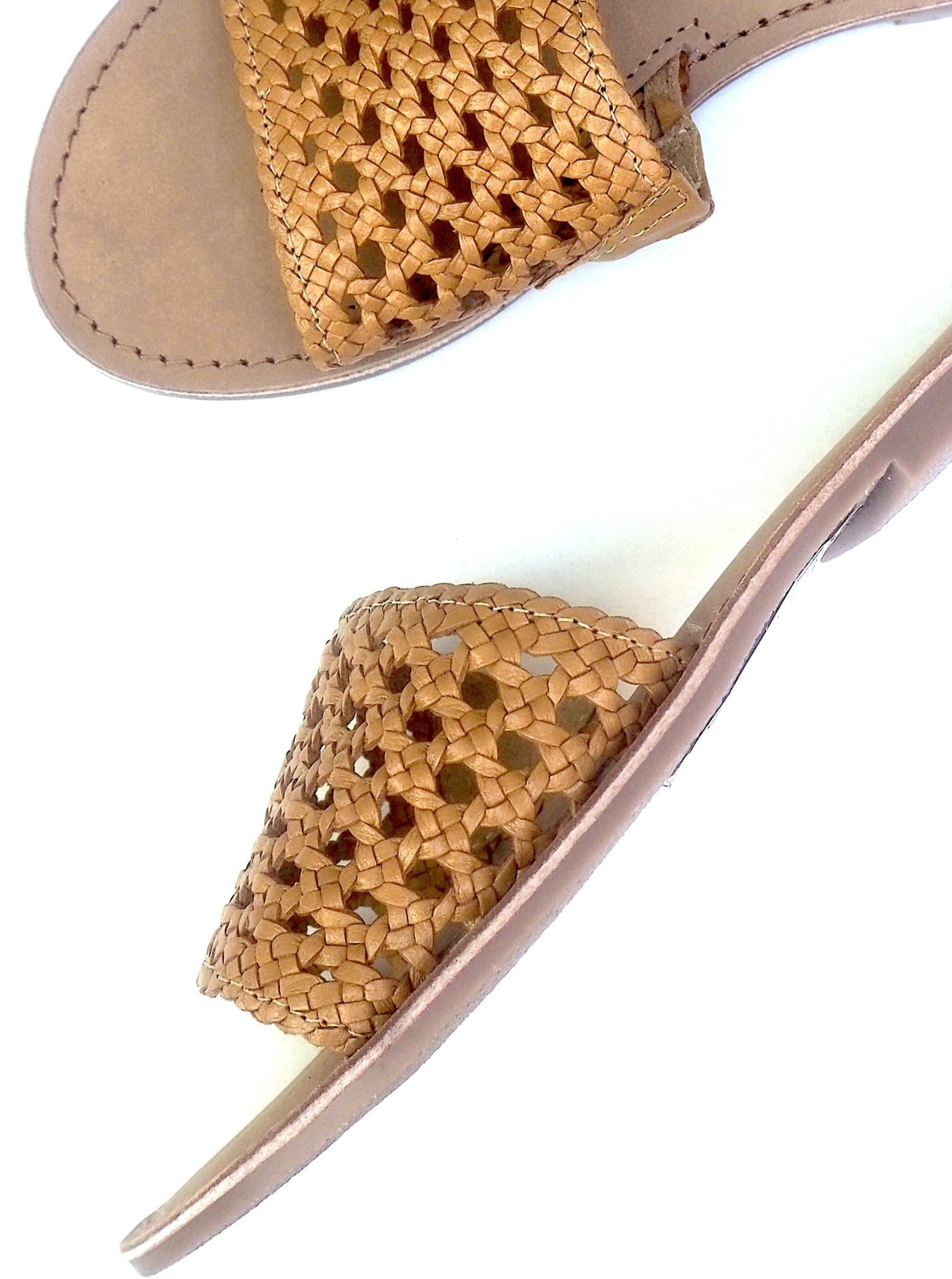 salt+umber Handwoven Leather Sandal in our signature open weave leather. Open weave design with slip-on style and our natural buff leather insole for maximum comfort. made in India