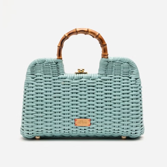 CAROL STRAW BAMBOO HANDLE CARRYALL BAG