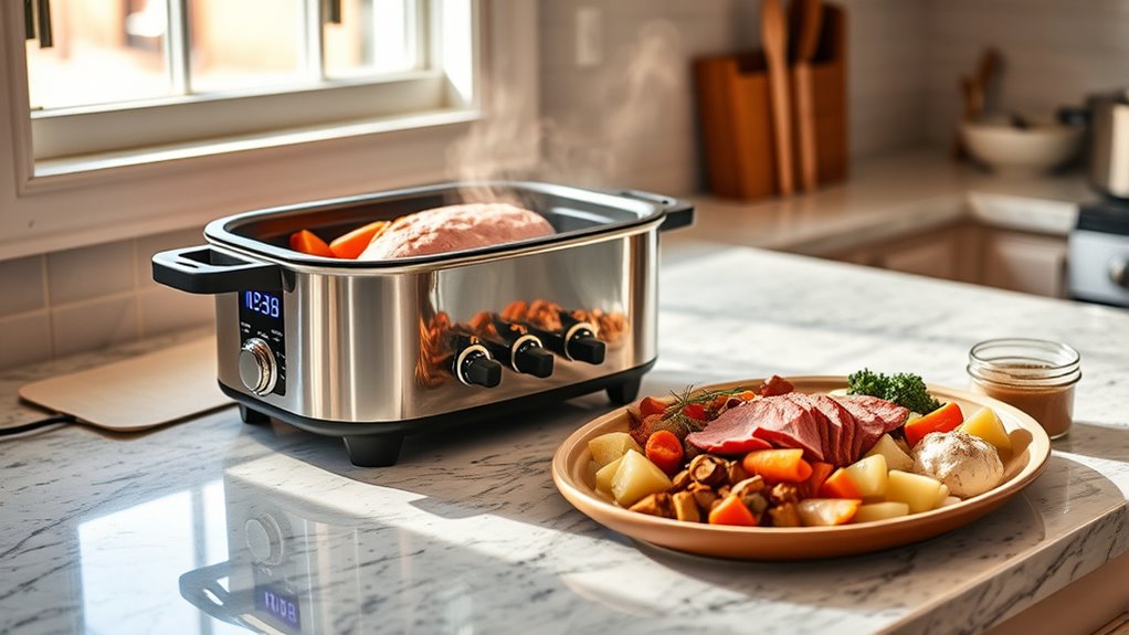 cooked beef in roaster