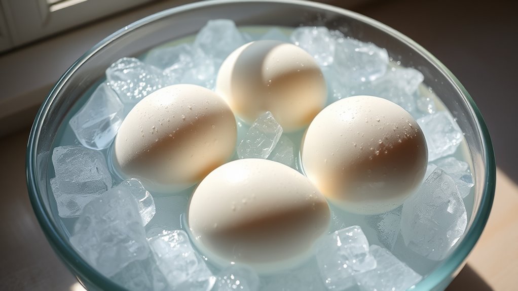 cool eggs for easy peeling