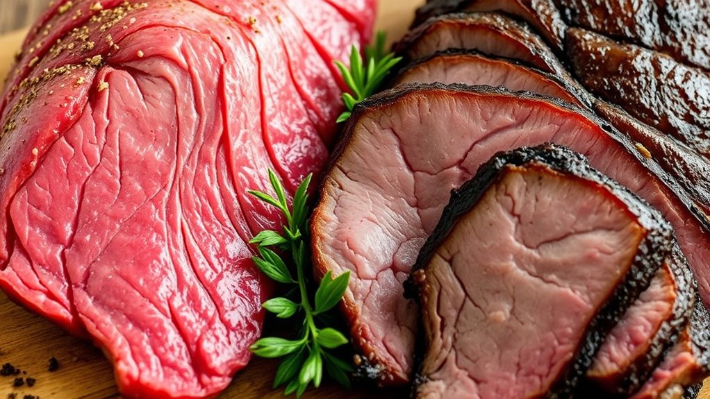 cured flavored pink beef