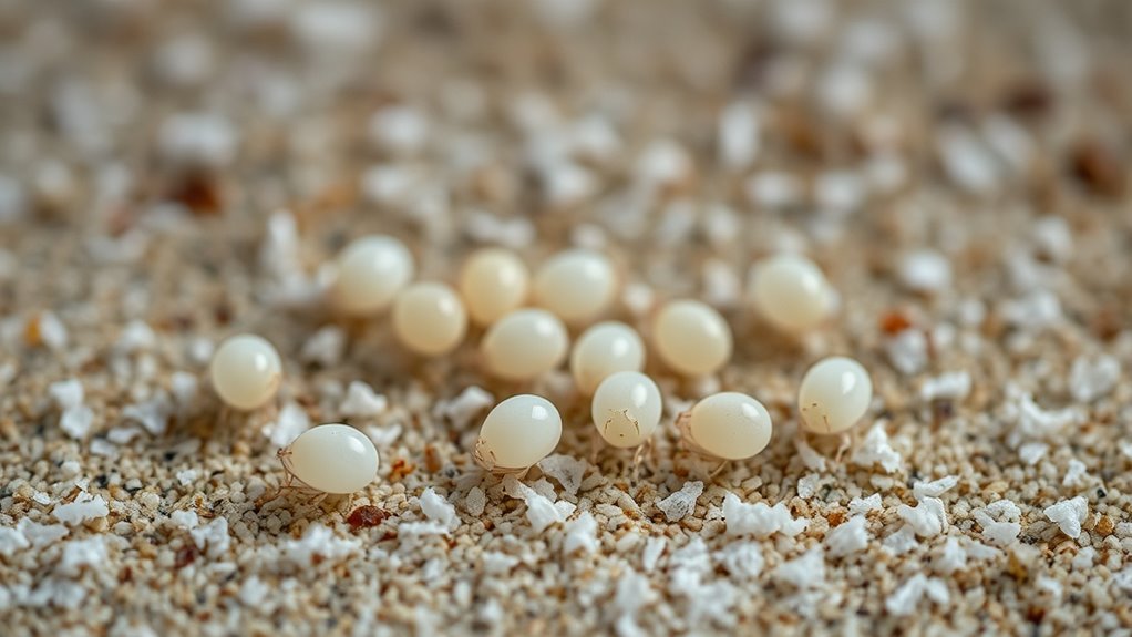 flea eggs resemble tiny salt crystals