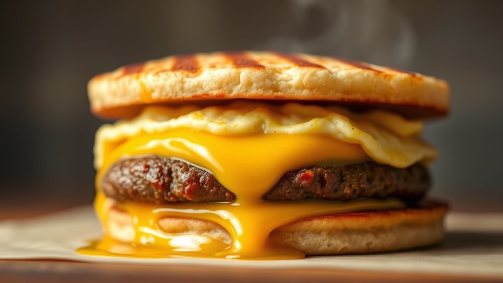 high calorie sausage breakfast sandwich