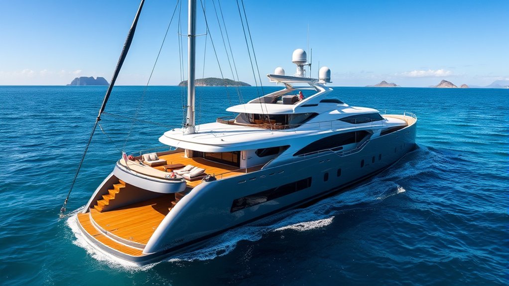 luxury yacht with water toys