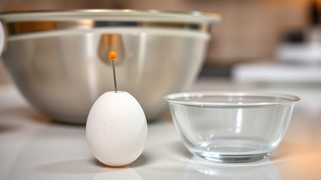 pierce egg cover with water