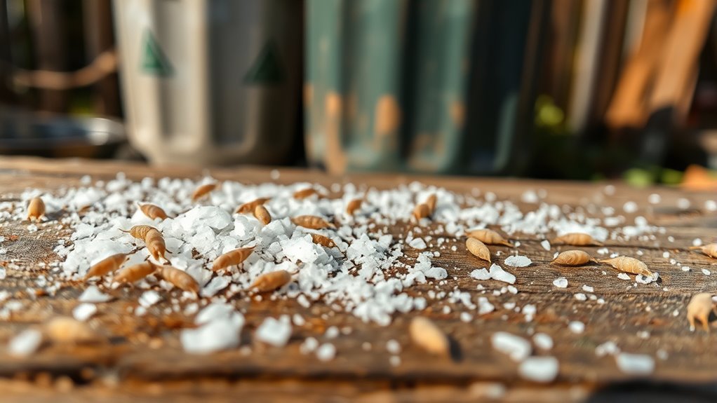 salt dehydrates maggots effectively