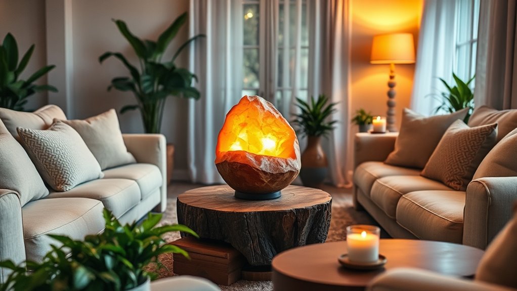 salt lamp enhances calming ambiance