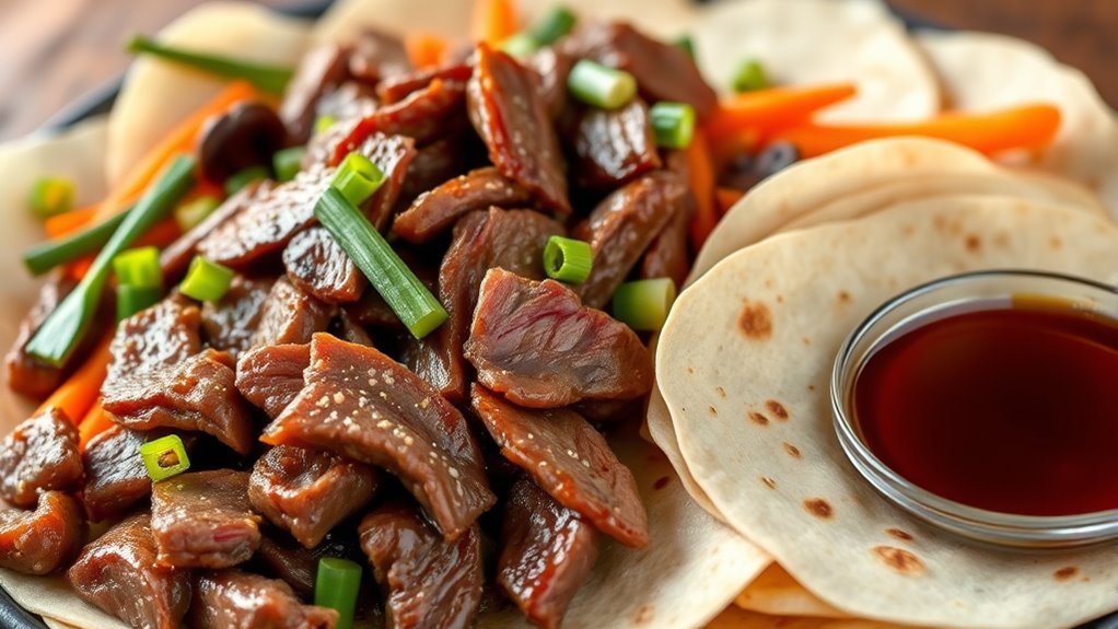 stir fried beef with pancakes