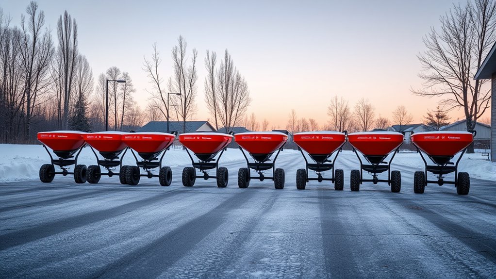 top walk behind salt spreaders