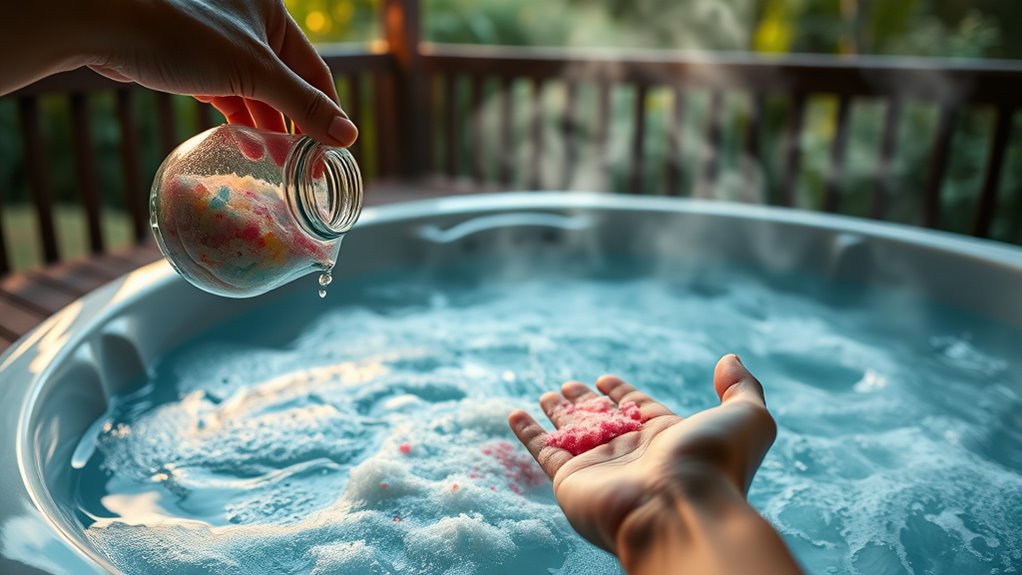 use salts cautiously in hot tubs