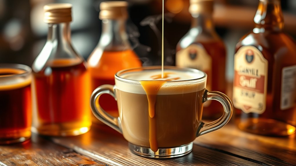 caramel coffee syrup selection