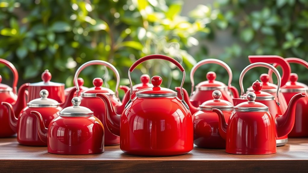 stylish chef red tea kettles