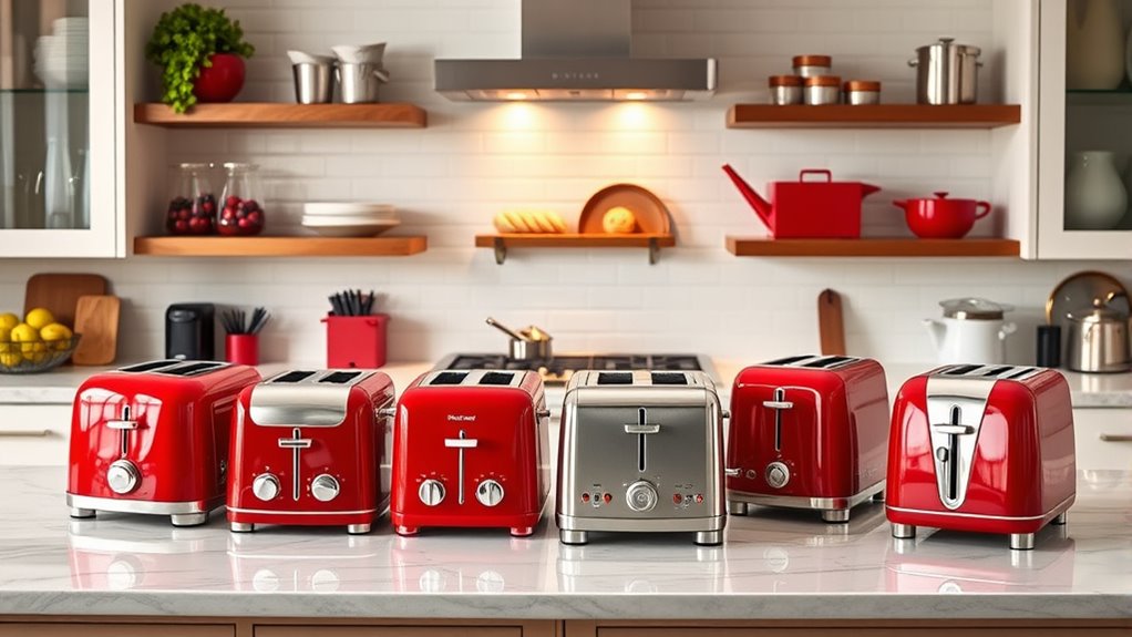 stylish red toasters selection