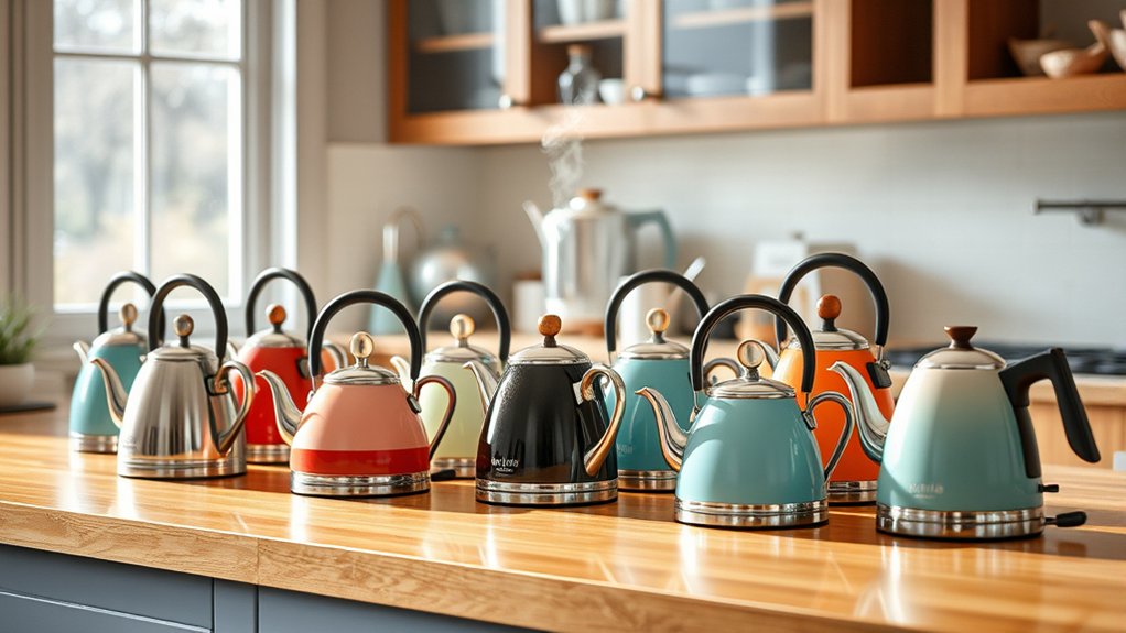 stylish whistling tea kettles