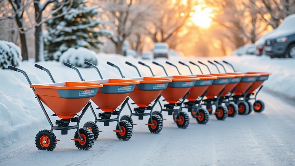 top walk behind salt spreaders