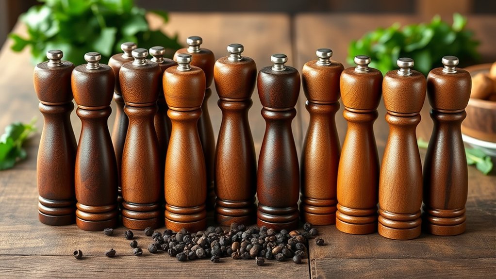 top wood pepper mills