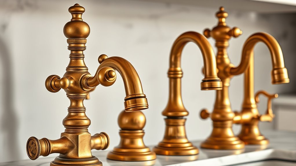 antique brass kitchen faucets