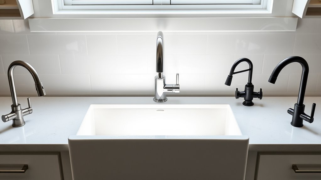 apron front sink faucets