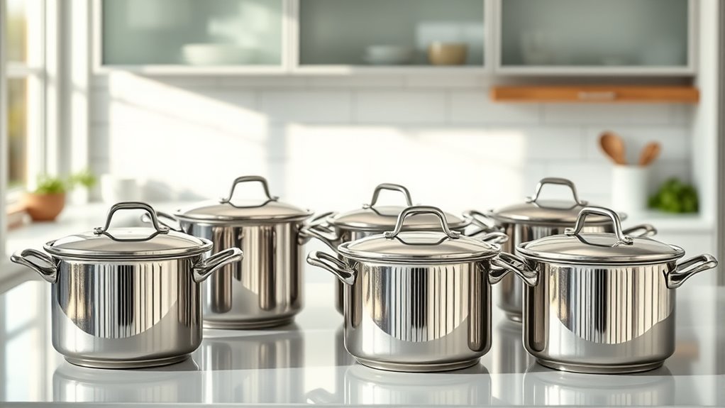 durable shiny stainless steel cookers