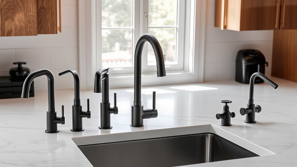 stylish black kitchen faucets