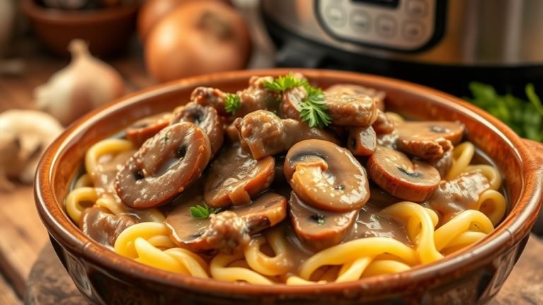 top slow cooker beef stroganoff