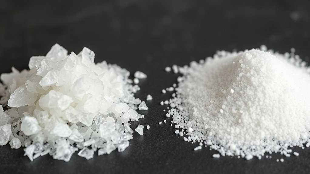 large flaky versus fine grains