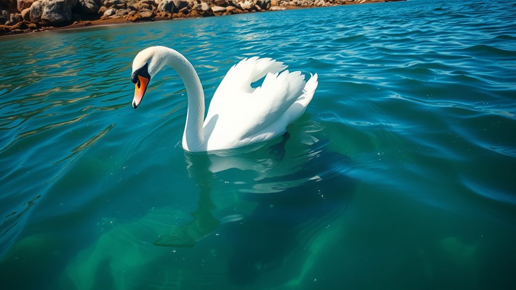 swans can swim in salt water