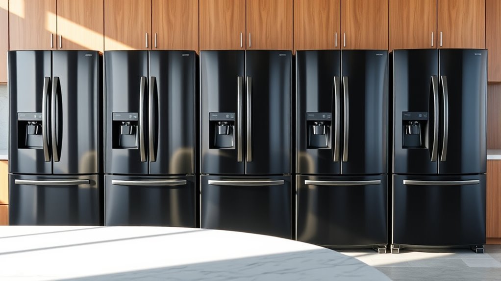 top black stainless fridges