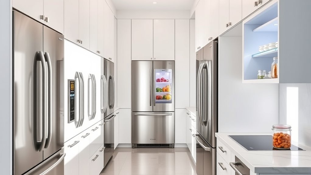 top galley kitchen refrigerators
