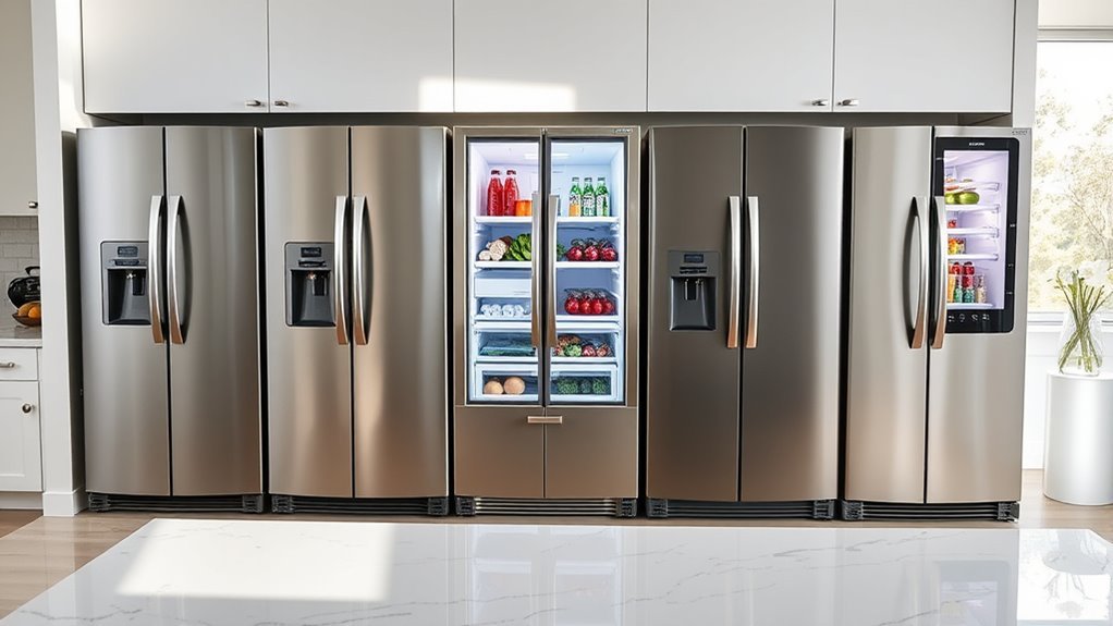 top side by side fridges