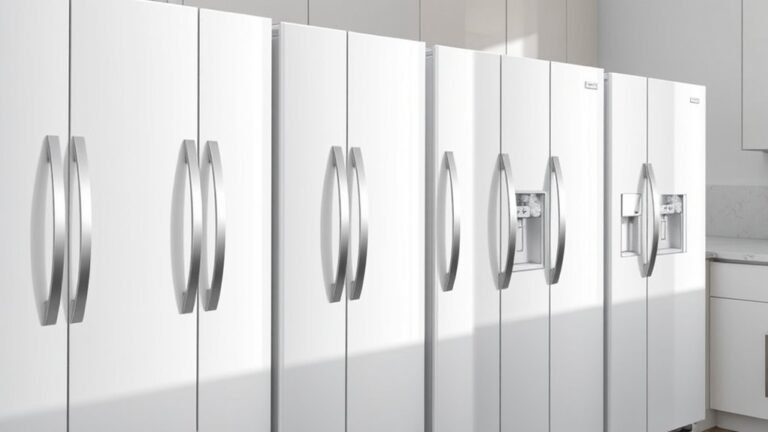 top white fridge with ice