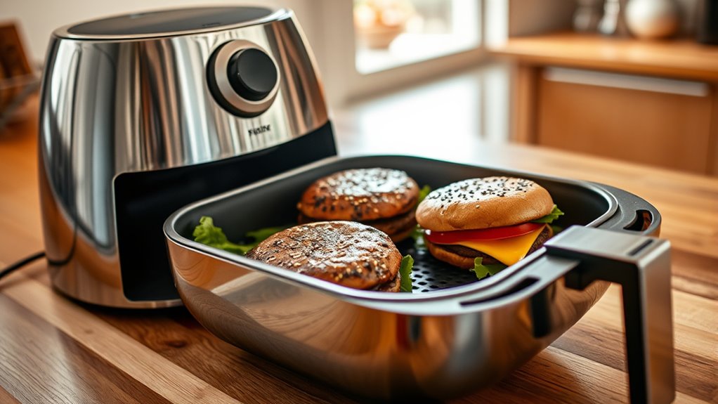 top air fryer burger settings